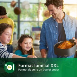 Philips Airfryer Premium XXL, 7.3L (1.4kg), 90% de Graisse en Moins grâce à la Technologie Rapid Air, Application de Recette (HD9650/90) – Image 4