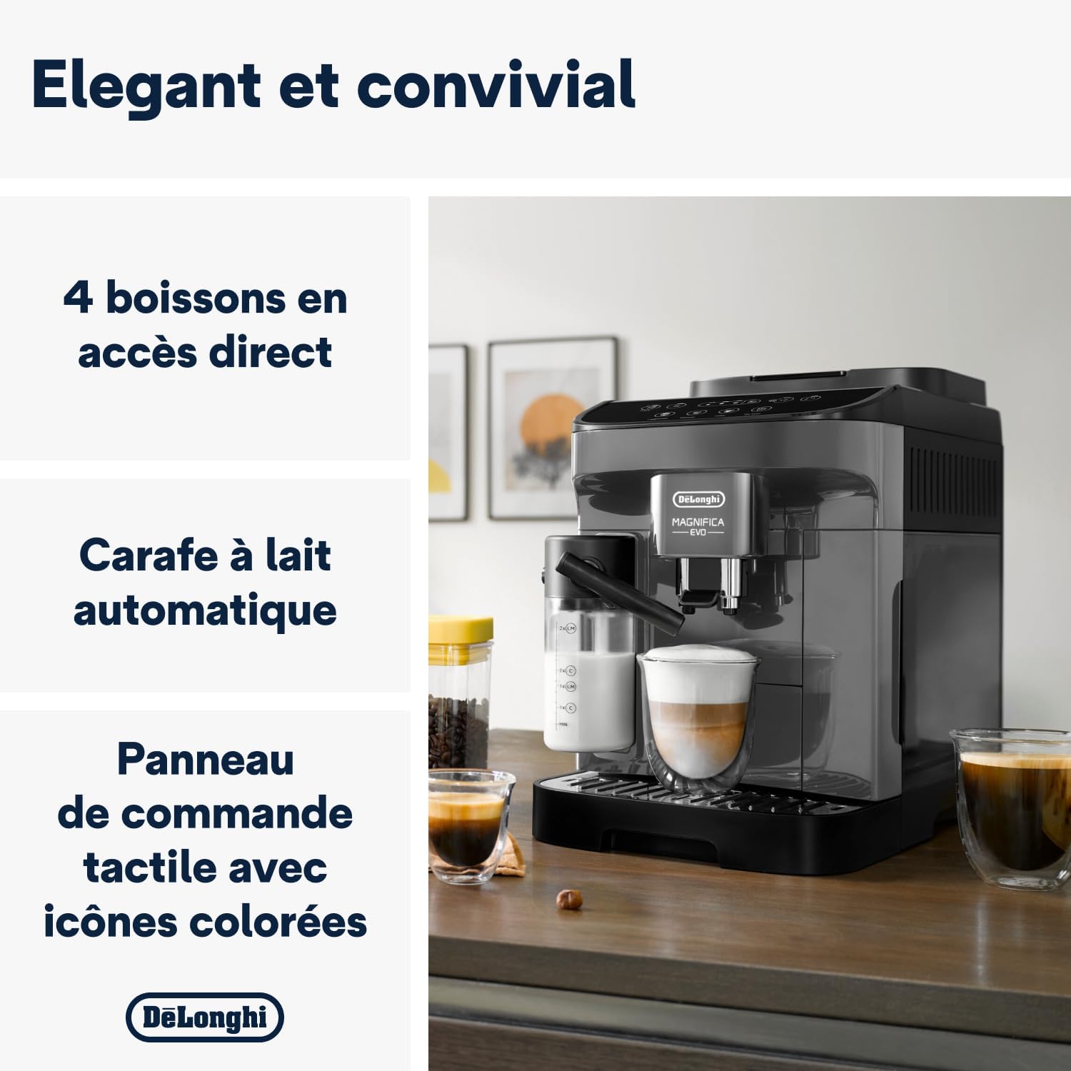 De'Longhi Magnifica Evo ECAM292.52.GB, Machine Automatique à Café en Grains, 4 Recettes