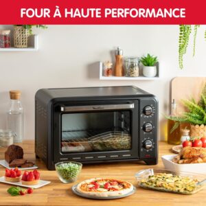 Offrez-vous le Mini Four électrique posable Moulinex Optimo 33l OX464811 en Noir. Un four à chaleur tournante avec 6 modes de cuisson pour des plats délicieux.