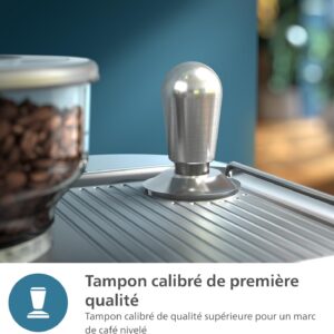 PHILIPS Barista Brew Machine à espresso semi-automatique - bouton Espresso simple et double + Americano, réservoir à grains double de 280g, bourrage calibré, Cappuccino en métal (PSA3228/41)