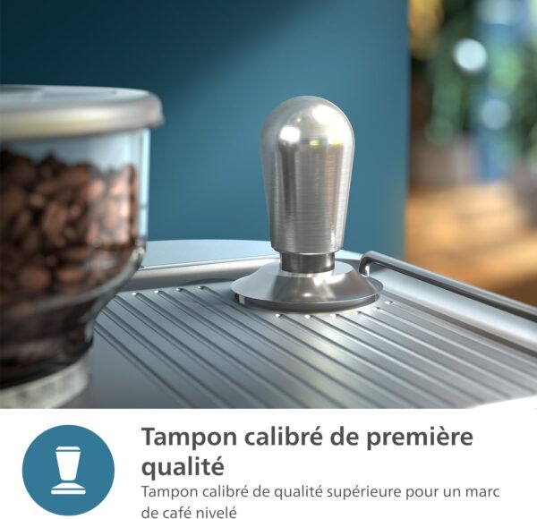 PHILIPS Barista Brew Machine à espresso semi-automatique - bouton Espresso simple et double + Americano, réservoir à grains double de 280g, bourrage calibré, Cappuccino en métal (PSA3228/41)