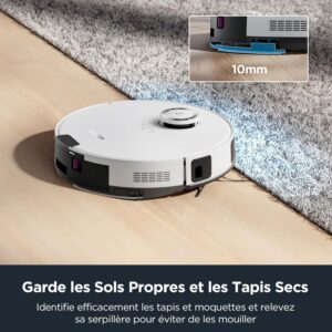 Eureka E10s Robot aspirateur laveur 3 en 1​, Autonomie 180 Minutes, Navigation LiDAR, Évitement d'Obstacles, pour Poils d'Animaux – Image 6