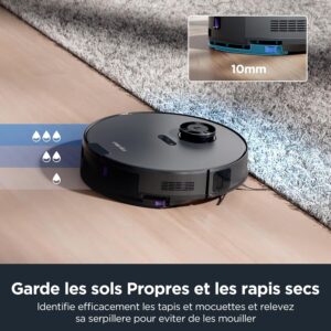 Eureka E10s Robot aspirateur laveur 3 en 1​, Autonomie 180 Minutes, Navigation LiDAR, Évitement d'Obstacles, pour Poils d'Animaux – Image 7