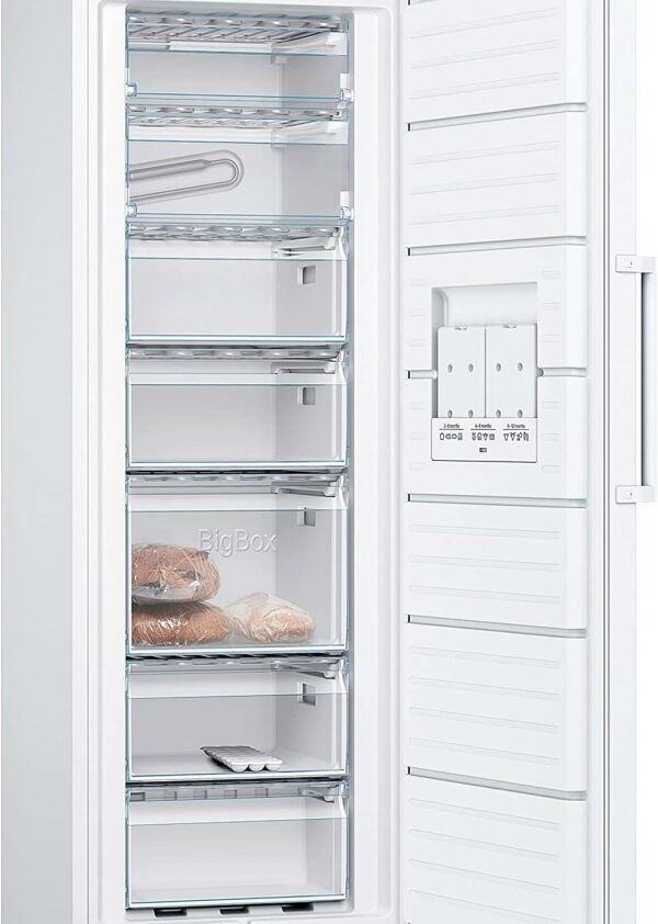Congélateur armoire Bosch 200L à 250L, Congélateur vertical pose-libre avec tiroirs, Congélateur classe énergétique E grande capacité,