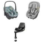 Maxi-Cosi pack avec base FamilyFix 360 i-Size, siège auto bébé Pebble 360 i-Size, siège auto enfant Pearl 360 i-Size - Rotation FlexiSpin, installation Click & Go, 0-4 ans, 40-105 cm