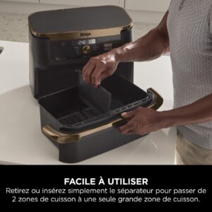 NINJA Foodi FlexDrawer Air Fryer, friteuse sans huile Dual Zone Avec Séparateur Amovible 10.4l Noir & Cuivre AF500EUCP – Image 10