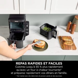 Ninja Double Stack Air Fryer, Friteuse verticale sans huile à 2 tiroirs et 2 grilles, 4 niveaux cuisson, 7.6L, Noir SL300EU