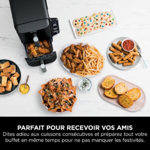 Ninja Double Stack Air Fryer, Friteuse verticale sans huile à 2 tiroirs et 2 grilles, 4 niveaux cuisson, 7.6L, Noir SL300EU