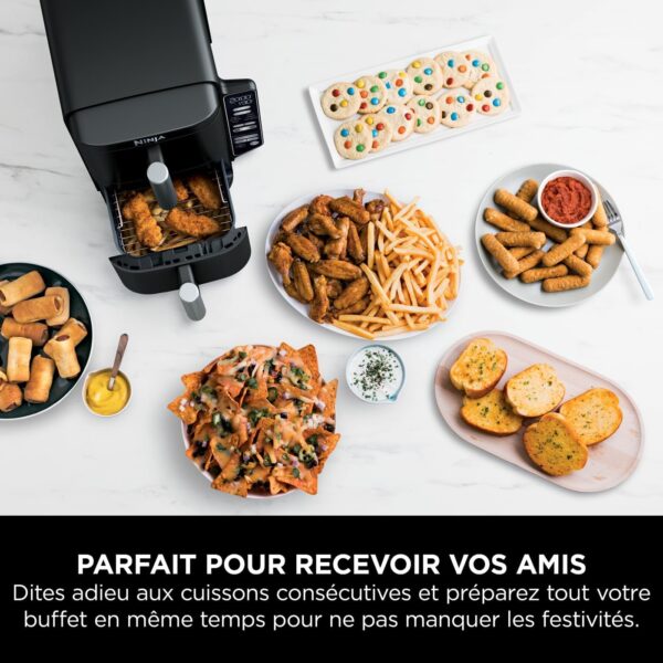 Ninja Double Stack Air Fryer, Friteuse verticale sans huile à 2 tiroirs et 2 grilles, 4 niveaux cuisson, 7.6L, Noir SL300EU