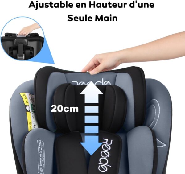 Reecle i-Size Siège Auto 360 Pivotant ISOFIX 40-150 cm, de la naissance à 12 ans (0-36 kg), ECE R129