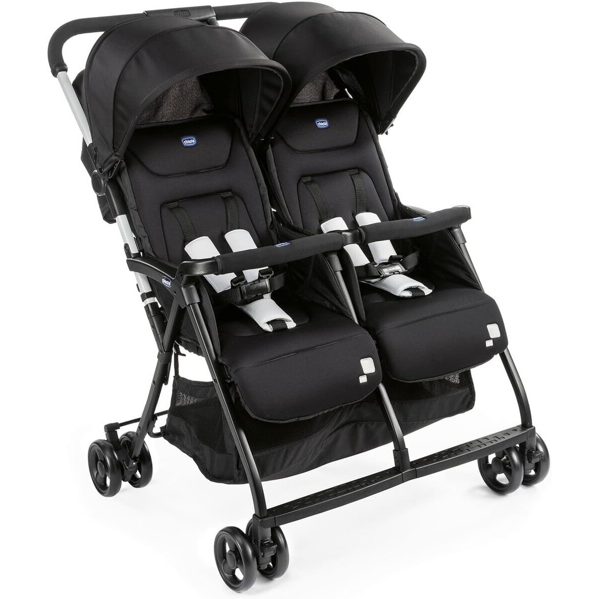 Chicco OHlalà Poussette Canne Double, Légère Inclinable et Pliable, Poussette pour Jumeaux de la Naissance à 15 kg, Fermeture Compacte, Inclus une Housse de Pluie, Capote Extensible - Poussette canne pas cher