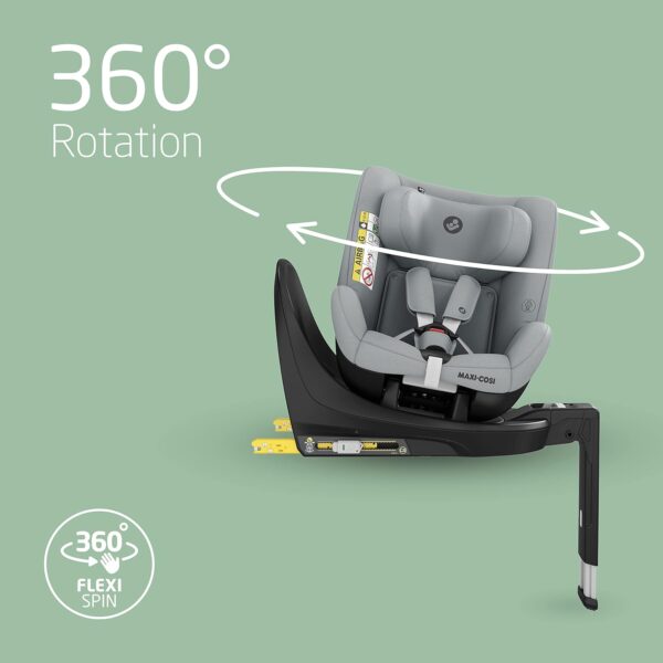 Maxi-Cosi Mica Eco i-Size, siège-auto pivotant 360°, 3 mois-4 ans (61-105 cm), siège-auto bébé i-Size, 5 inclinaisons, appui-tête réglable, protection G-CELL contre chocs latéraux, Authentic Grey