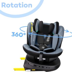 Reecle i-Size (ECE R129) Siège auto ISOFIX pivotant 360°, 40-150 cm, 0 à 12 ans (0-36 kg) – Image 20