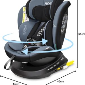 Reecle i-Size (ECE R129) Siège auto ISOFIX pivotant 360°, 40-150 cm, 0 à 12 ans (0-36 kg) – Image 25
