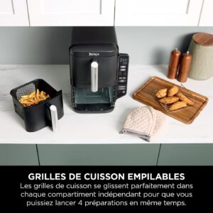 Ninja Double Stack Air Fryer, Friteuse verticale sans huile à 2 tiroirs et 2 grilles, 4 niveaux cuisson, 7.6L, Noir SL300EU – Image 6