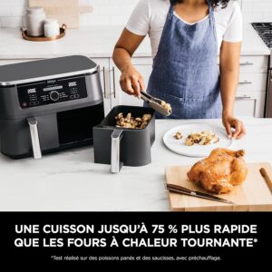 Ninja Foodi MAX Dual Zone Air Fryer 9,5l, Friteuse air chaud Ninja, 8 Portions, Paniers Antiadhésifs Vont Au Lave-Vaisselle, Noir AF400EU – Image 5