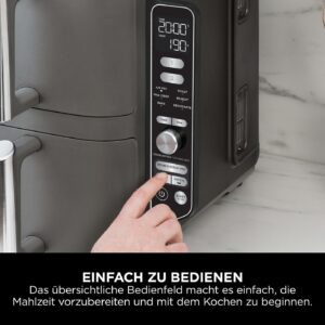 NINJA Double Stack XL Friteuse sans huile, friteuse verticale à 2 tiroirs, Ninja air fryer 9.5l, 6 fonctions de cuisson, 8 portions,​ Gris SL400EU – Image 9