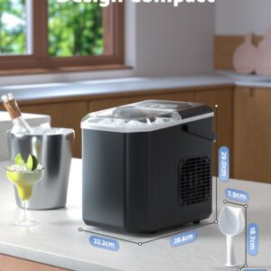 Machine à Glaçons VPCOK DIRECT, 12kg en 24h, 9 Glaçons en 6-8 Minutes, Machine a Glaçons avec Cuillère à Glace Réversible