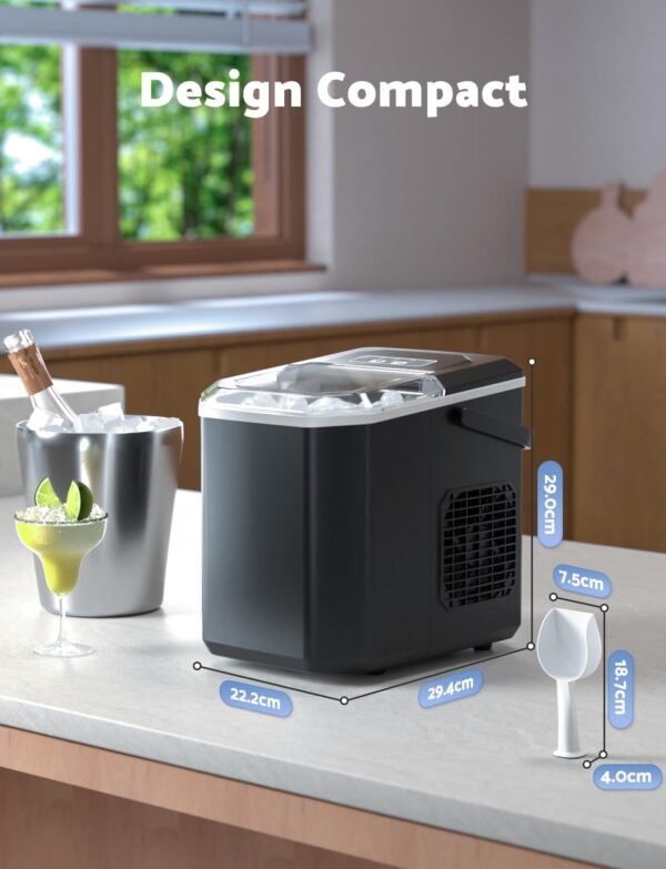 Machine à Glaçons VPCOK DIRECT, 12kg en 24h, 9 Glaçons en 6-8 Minutes, Machine a Glaçons avec Cuillère à Glace Réversible