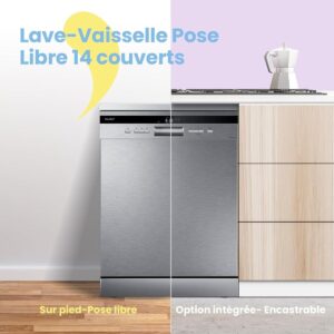 Lave-Vaisselle COMFEE, Lave-vaisselle inox, Lave-vaisselle compact 6 couverts, Lave-vaisselle pose libre, Lave-vaisselle avec panier flexible,