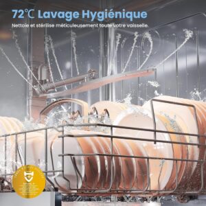 Lave-Vaisselle COMFEE, Lave-vaisselle inox, Lave-vaisselle compact 6 couverts, Lave-vaisselle pose libre, Lave-vaisselle avec panier flexible,