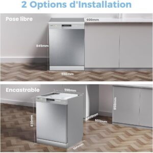 Lave-Vaisselle COMFEE' : Pose Libre, Silencieux, Compact et Économique pour 6 à 14 Couverts – Image 17