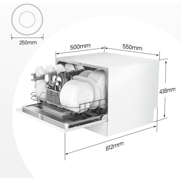 Lave-Vaisselle COMFEE, Lave-vaisselle inox, Lave-vaisselle compact 6 couverts, Lave-vaisselle pose libre, Lave-vaisselle avec panier flexible,