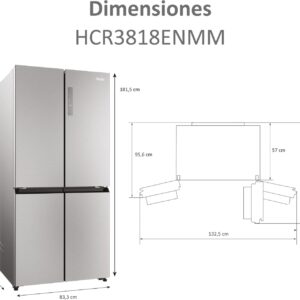 HAIER Réfrigérateur 4 portes, Compact 4 portes 467l, Réfrigérateur avec distributeur d’eau – Image 3