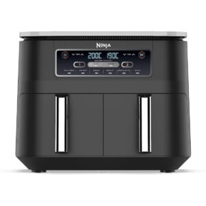 Ninja Foodi Dual Zone Airfryer Digital, 2 Tiroirs, 7,6L, 6-en-1, Sans huile, Air Fry, Max Crips, Rôtir, Cuire, Réchauffer, Déshydrater, Antiadhésif, Paniers lavables au lave-vaisselle, Noir AF300EU