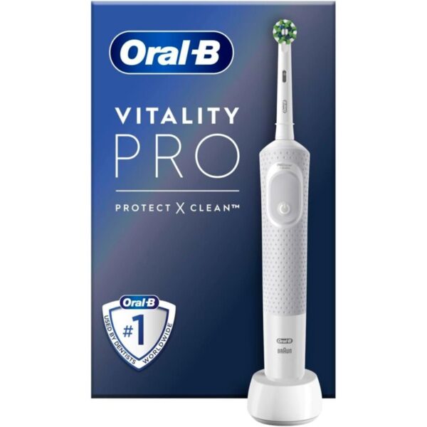 Oral-B Vitality Pro Brosse À Dents Électrique Blanc 1 Brosse à dents électrique Oral-B Vitality Pro, Brosse à dents Oral-B avec capteur de pression, Oral-B brosse à dents électrique douceur, Brosse à dents électrique avec minuteur Oral-B, Brosse à dents Oral-B tête ronde,