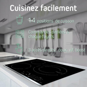 Plaque à induction Sauter 4 foyers, Plaque de cuisson encastrable Sauter, Plaque induction Sauter grand foyer Horizone, Table induction Sauter avec grand foyer, Plaque induction fabriquée en France,