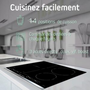 Sauter - SPI4664B - Plaque Induction - Table de Cuisson Encastrable - Noir - 4 Foyers - 7200W - Dimensions Encastrement : 56x49cm - Espace Grand Plat - Fabriqué en France – Image 9