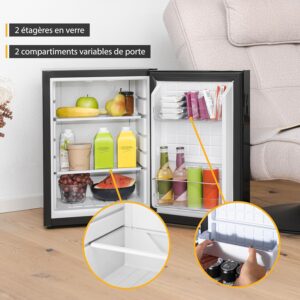 TZS First Austria Mini Frigo de Chambre 40L - Petit Frigo Pratique et Compact - Idéal pour Chambre, Bureau, Dortoir - Mini Frigo Économique en Énergie, Éclairage LED, Noir – Image 5
